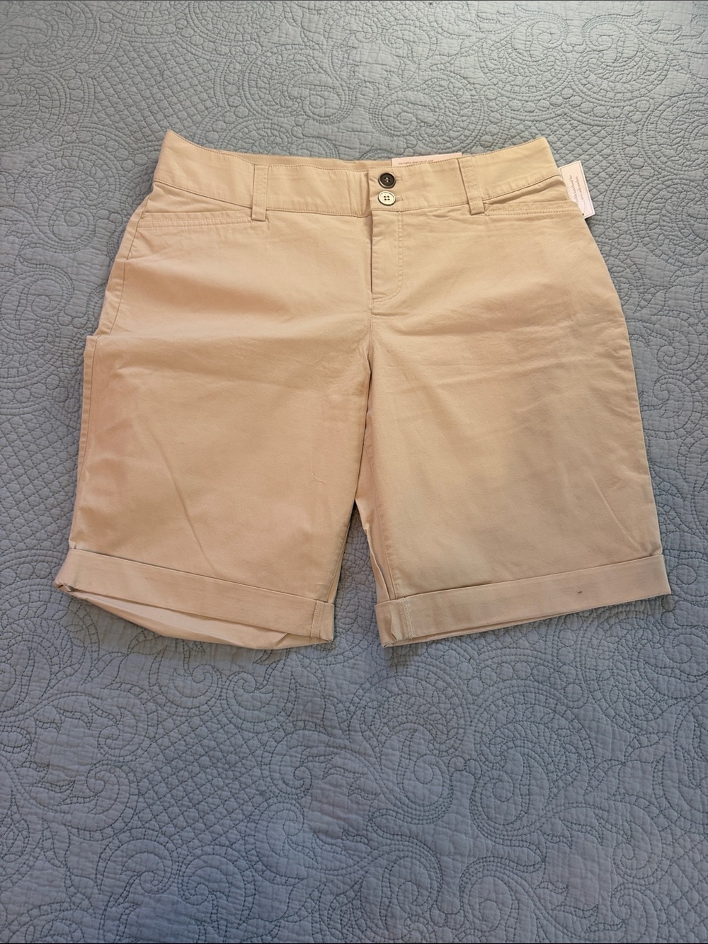 C J Banks Women's Chino Bermuda Shorts in Light Beige NWT
